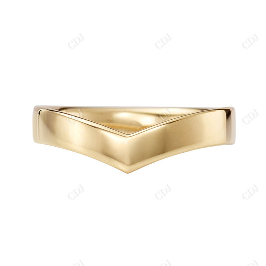 Chevron Solid Gold Wide Wedding Band Woman  customdiamjewel 10KT Yellow Gold 