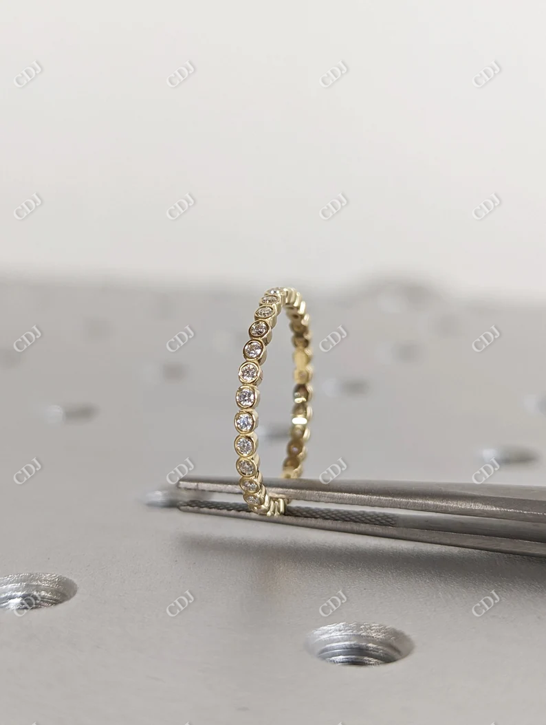 0.30CTW Round Moissanite Bezel Set Eternity Wedding Ring  customdiamjewel   