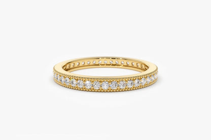 0.58CTW Round Cut Natural Diamond Micro Pave Full Eternity Band  customdiamjewel 10 KT Solid Gold Yellow Gold VVS-EF