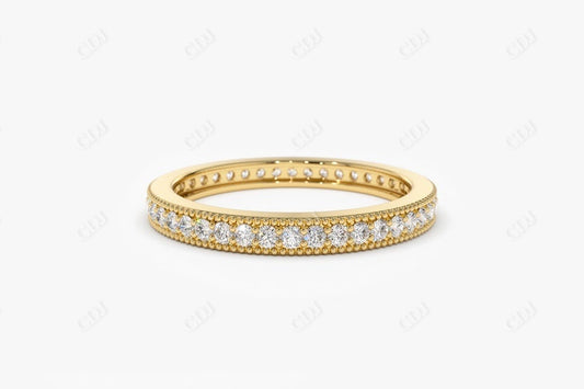 0.58CTW Lab Grown Diamond Milgrain Wedding Band  customdiamjewel Sterling Silver Yellow Gold VVS-EF