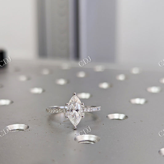 Marquise Shape Moissanite White Gold Half Eternity Engagement Ring  customdiamjewel 10KT White Gold VVS-EF