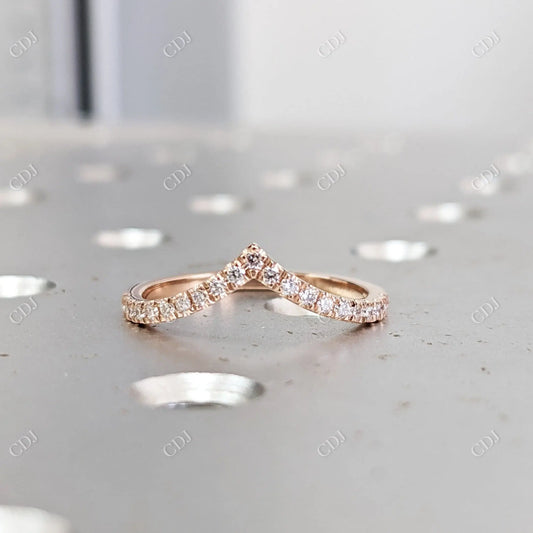 0.21CTW Round Cut CVD Diamond Chevron Style Wedding Band  customdiamjewel 10KT Rose Gold VVS-EF