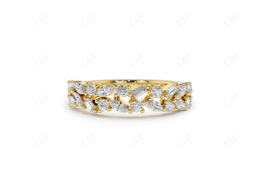 0.60CTW Multi Stone Lab Grown Diamond Wedding Band  customdiamjewel Sterling Silver Yellow Gold VVS-EF