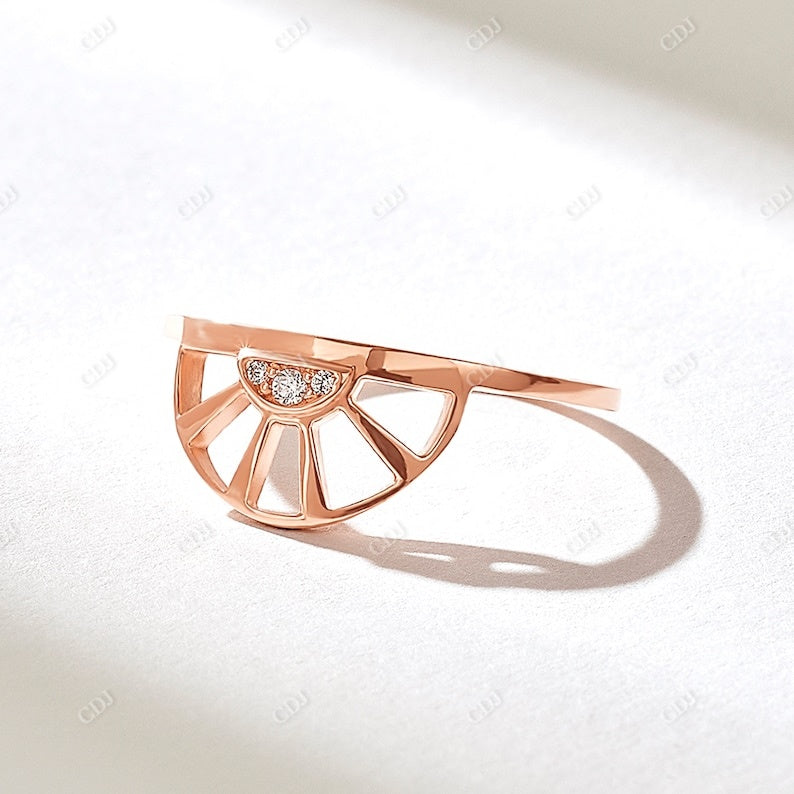0.04CTW Pave Real Diamond Sun Engagement Ring  customdiamjewel 10KT Rose Gold VVS-EF