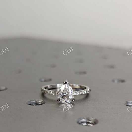 Pear Shape Moissanite White Gold Half Eternity Engagement Ring  customdiamjewel 10KT White Gold VVS-EF