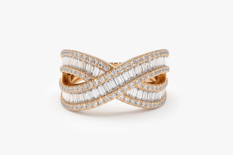 1.45CTW Baguette Cut Natural Diamond Antique Shape Thick Wedding Band  customdiamjewel 10 KT Solid Gold Rose Gold VVS-EF