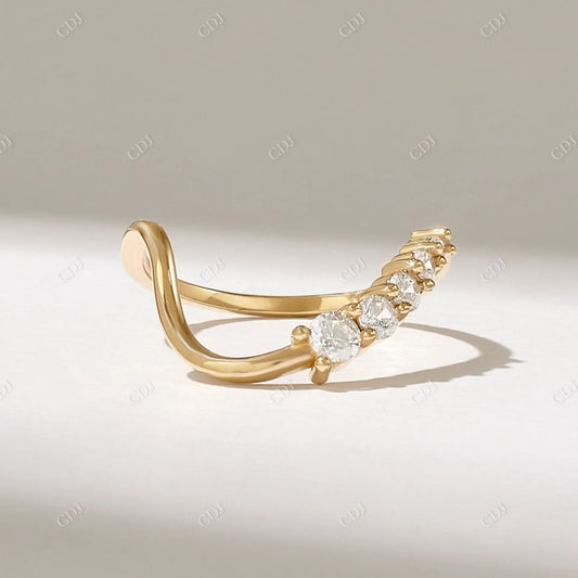 0.36CTW Round Lab Grown Diamond Wave Chevron Band  customdiamjewel 10KT Yellow Gold VVS-EF