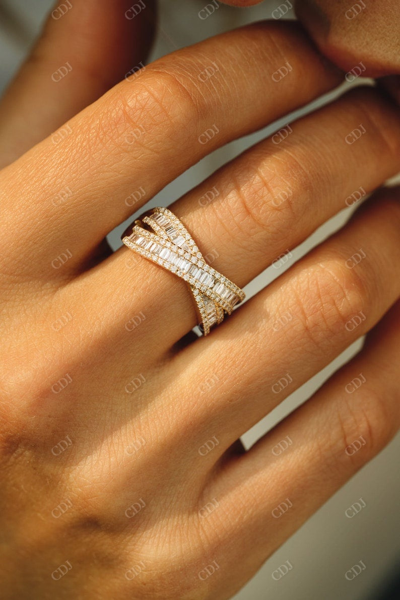 1.45CTW Baguette Cut Natural Diamond Antique Shape Thick Wedding Band  customdiamjewel   