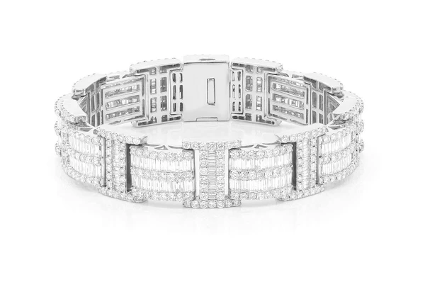 2 Row Baguette & Round Diamond Bracelet  customdiamjewel   