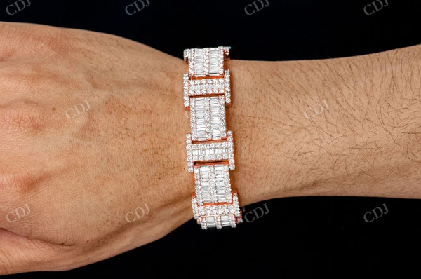 2 Row Baguette & Round Diamond Bracelet  customdiamjewel   