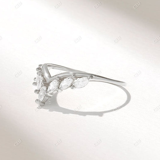 Natural 0.49CTW Earth Mine Marquise Diamond Chevron Wedding Band  customdiamjewel 10KT White Gold VVS-EF