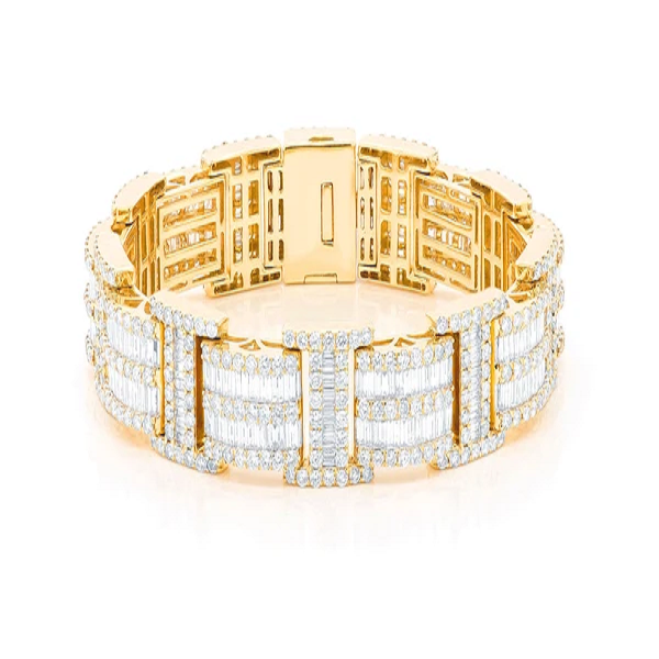 2 Row Baguette & Round Diamond Bracelet  customdiamjewel   