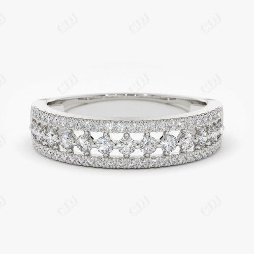 0.64CTW Triple Row Lab Grown Diamond Wedding Band  customdiamjewel Sterling Silver White Gold VVS-EF