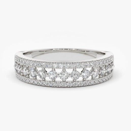 0.64CTW Round Cut Natural Diamond Antique Eternity Wide Band  customdiamjewel 10 KT Solid Gold White Gold VVS-EF