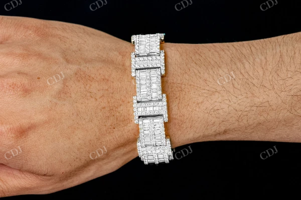 2 Row Baguette & Round Diamond Bracelet  customdiamjewel   