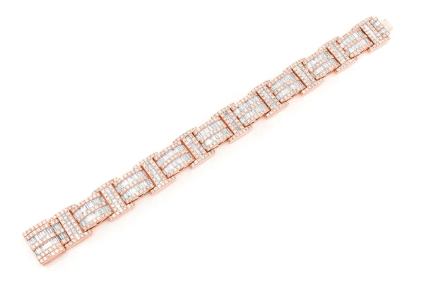 23.50CTW 2 Row Baguette & Round Diamond Bracelet  customdiamjewel   