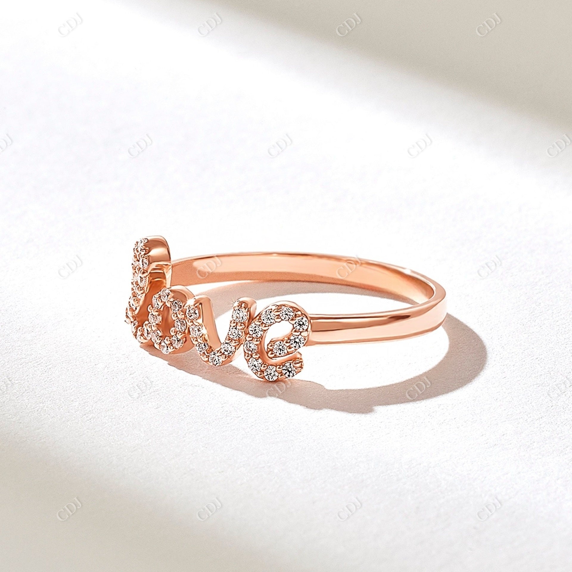 0.15CTW Natural Diamond Love Ring  customdiamjewel 10KT Rose Gold VVS-EF