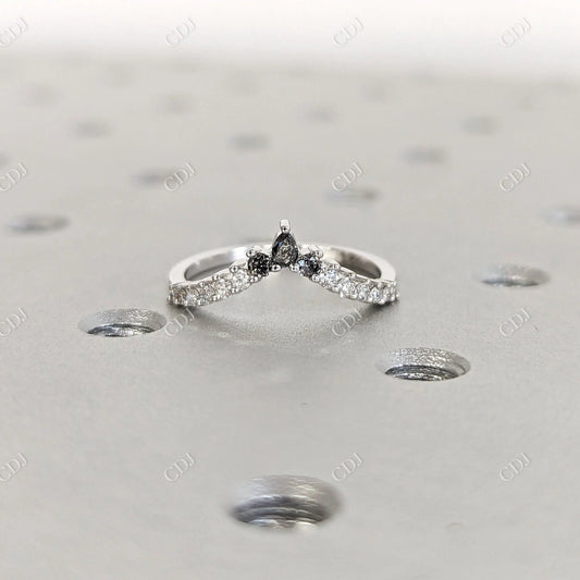 Curved Salt and Pepper Diamond Wedding Band. customdiamjewel 10 KT White Gold VVS-EF