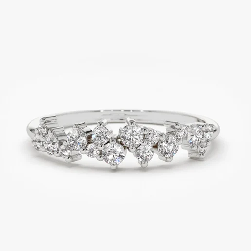 0.39CTW Cluster Lab Grown Diamond Cocktail Wedding Band  customdiamjewel Sterling Silver White Gold VVS-EF