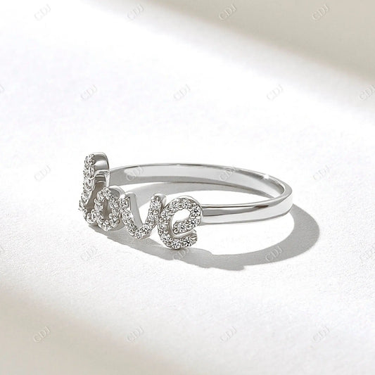 Round 0.15CTW Lab Grown Diamond Script Love Ring  customdiamjewel 10KT White Gold VVS-EF