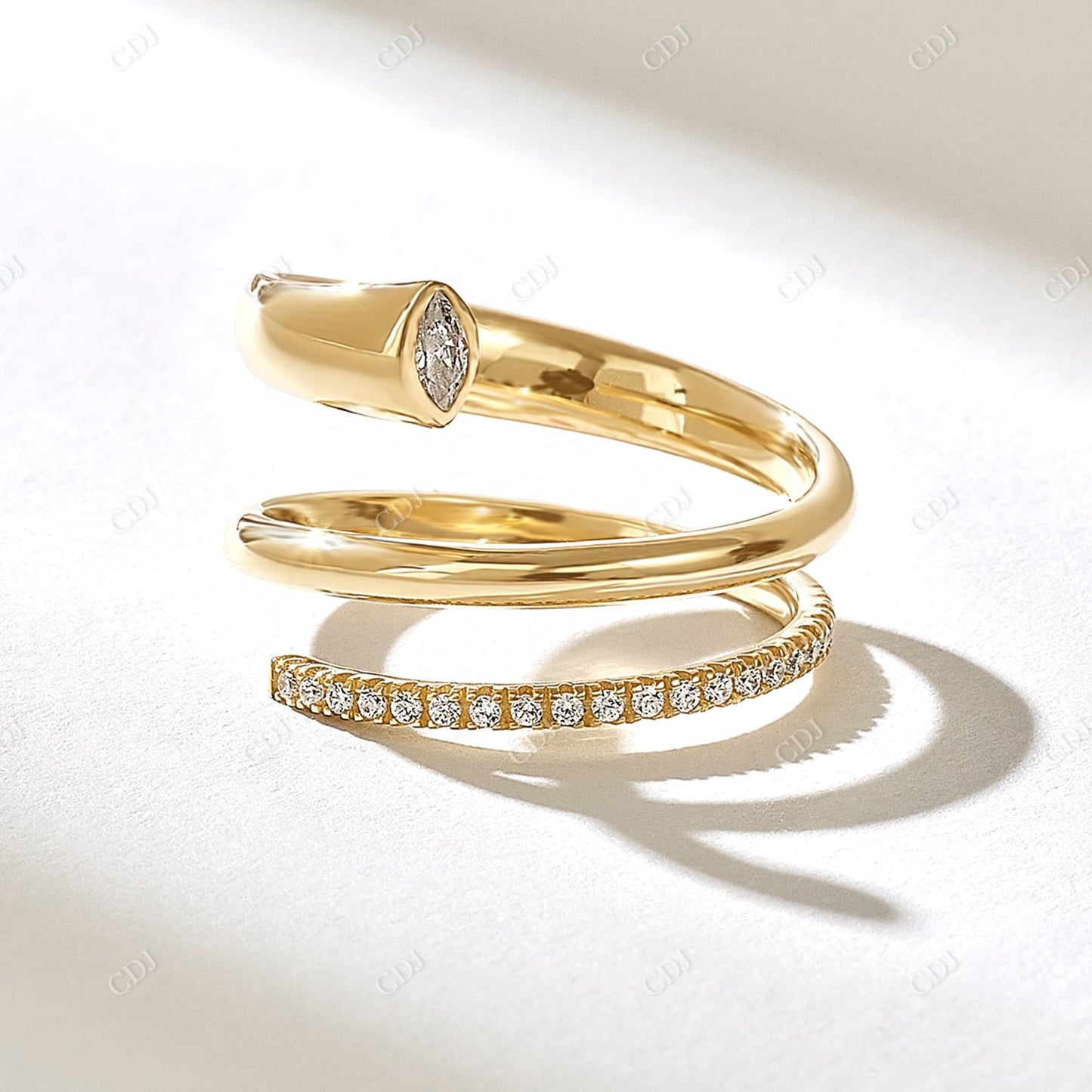0.16CTW Pave Real Diamond Bold Spiral Ring  customdiamjewel 10KT Yellow Gold VVS-EF