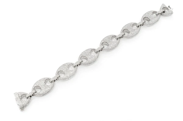 White Gold Diamond Link Bracelet For Men  customdiamjewel   