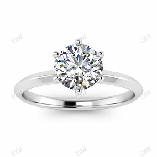 Round Cut Moissanite Knife Edged Shank Solitaire Ring  customdiamjewel 10KT White Gold VVS-EF