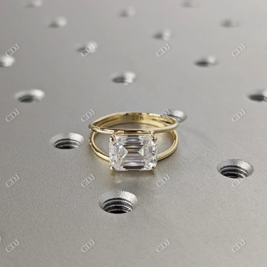 2.5CT Emerald Cut Moissanite Solitaire Engagement Ring  customdiamjewel 10KT Yellow Gold VVS-EF