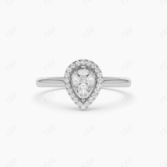 0.35CTW Pear Cut Lab Grown Diamond Engagement Ring  customdiamjewel Sterling Silver White Gold VVS-EF