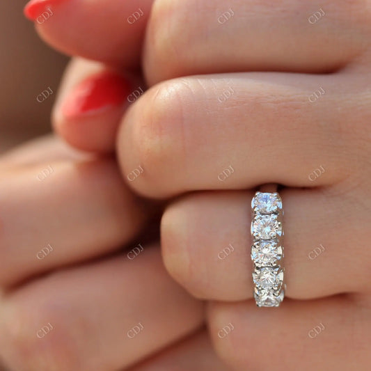 Round Cut White Gold Moissanite Wedding Band  customdiamjewel   