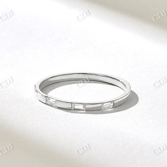 0.18CTW Half Eternity Baguette Diamond Wedding Band  customdiamjewel 10KT White Gold VVS-EF