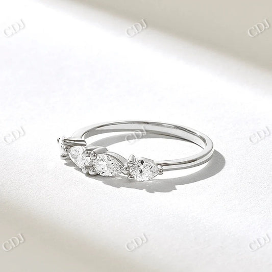 0.50CTW East West Pear Diamond Wedding Band  customdiamjewel 10KT White Gold VVS-EF