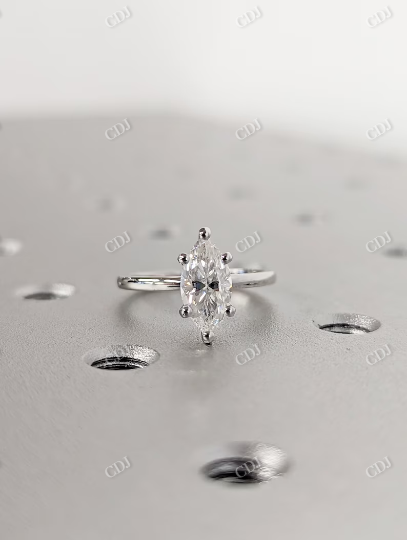 1CT Marquise Cut Moissanite Solitaire Engagement Ring  customdiamjewel   