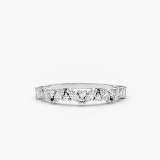 0.35 CTW Marquise Cut Cluster Wedding Ring  customdiamjewel 10KT White Gold VVS-EF