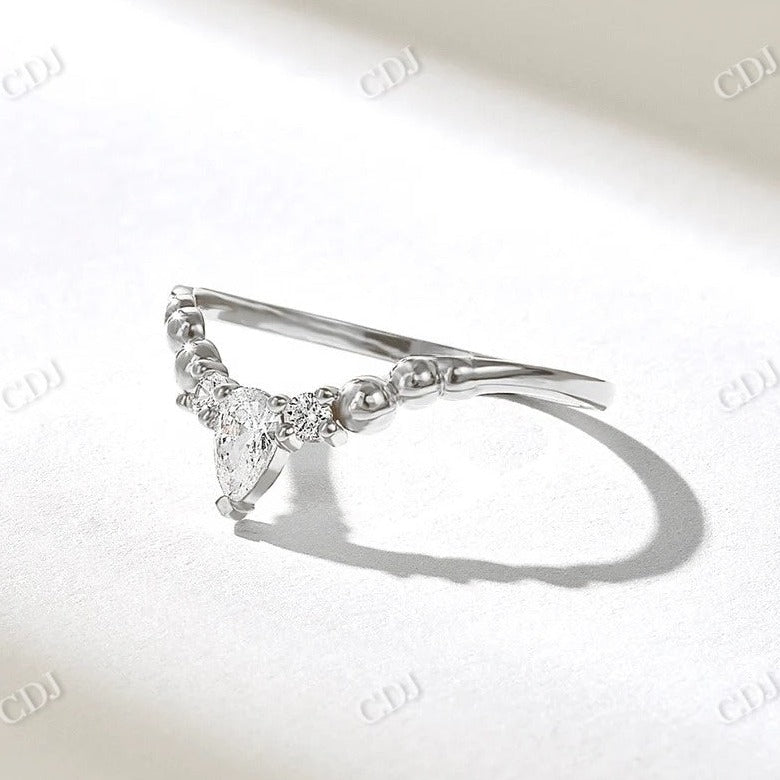 0.22CTW Pear And Round Cut CVD Diamond Curved Wedding Band  customdiamjewel 10KT White Gold VVS-EF