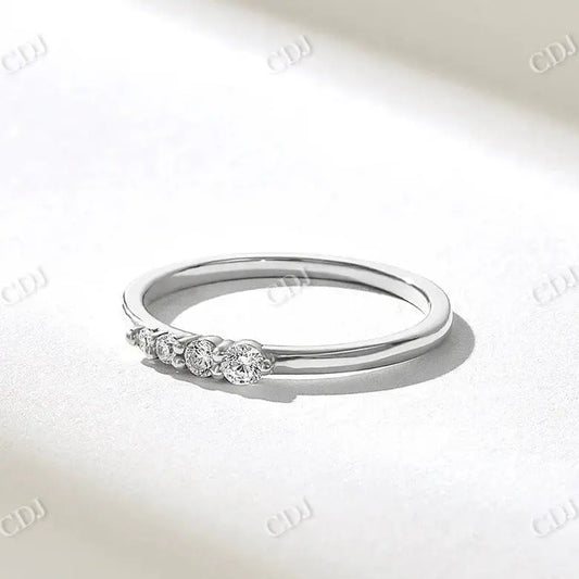 0.13CTW Lab Grown Ascending Round Diamond Wedding Band  customdiamjewel 10KT White Gold VVS-EF