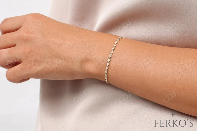 14k Gold Bezel Set Diamond Tennis Bracelet