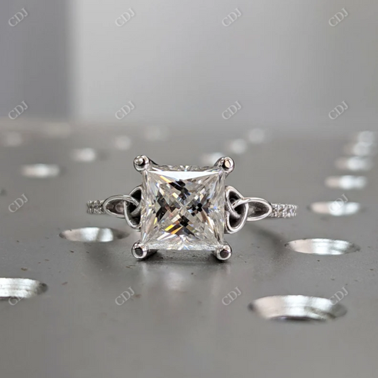 2.5CT Princess Cut Moissanite Cathedral Set Ring  customdiamjewel 10KT White Gold VVS-EF