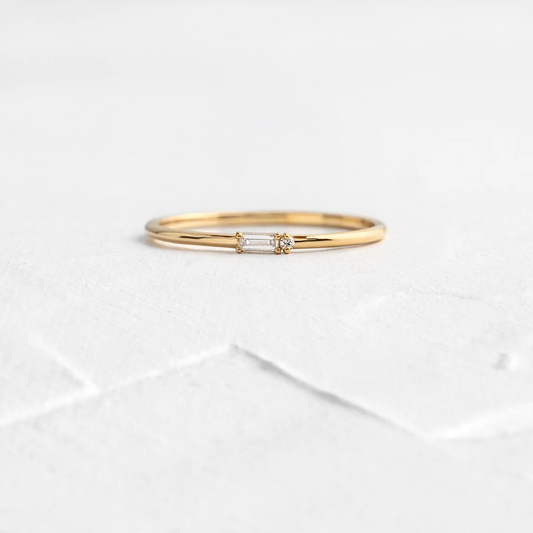 Dainty Two Stone Lab Grown Diamond Ring  customdiamjewel 10KT Yellow Gold VVS-EF