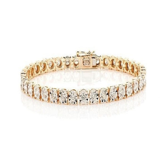 Round Cut Solid Gold Diamond Tennis Bracelet  customdiamjewel   