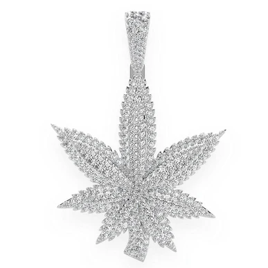 Two Layer Leaf Style Hip Hop Pendant  customdiamjewel   