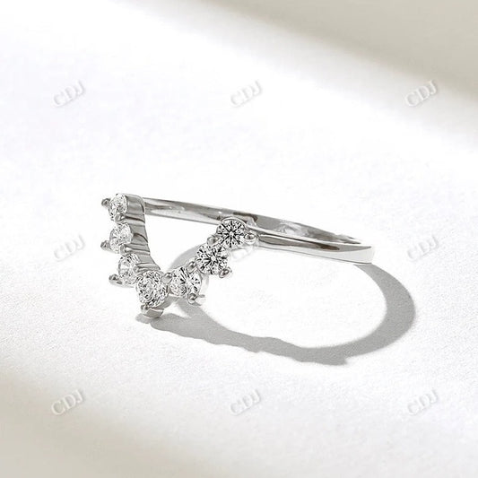 0.37CTW Natural Diamond V shape Nesting Wedding Band  customdiamjewel 10KT White Gold VVS-EF