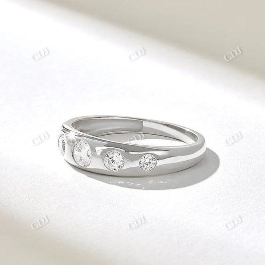 0.48CTW Five Diamond Bezel Set Dome Wedding Band  customdiamjewel 10KT White Gold VVS-EF