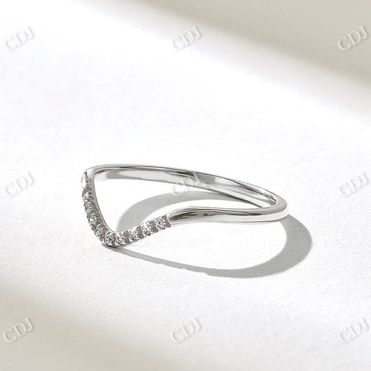 0.09CTW Round Chevron Curved Wedding Band  customdiamjewel 10KT White Gold VVS-EF