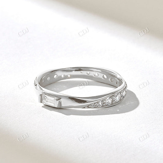 0.62CTW Baguette Twisted Eternity Diamond Wedding Band  customdiamjewel 10KT White Gold VVS-EF