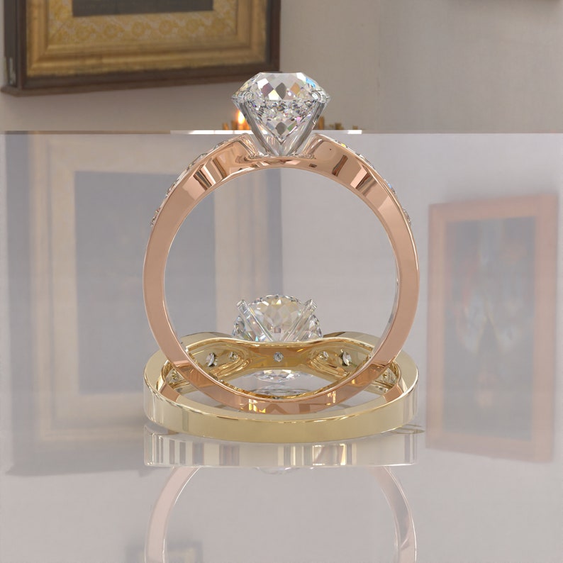 Portuguese Cut Moissanite Engagement Ring  customdiamjewel   