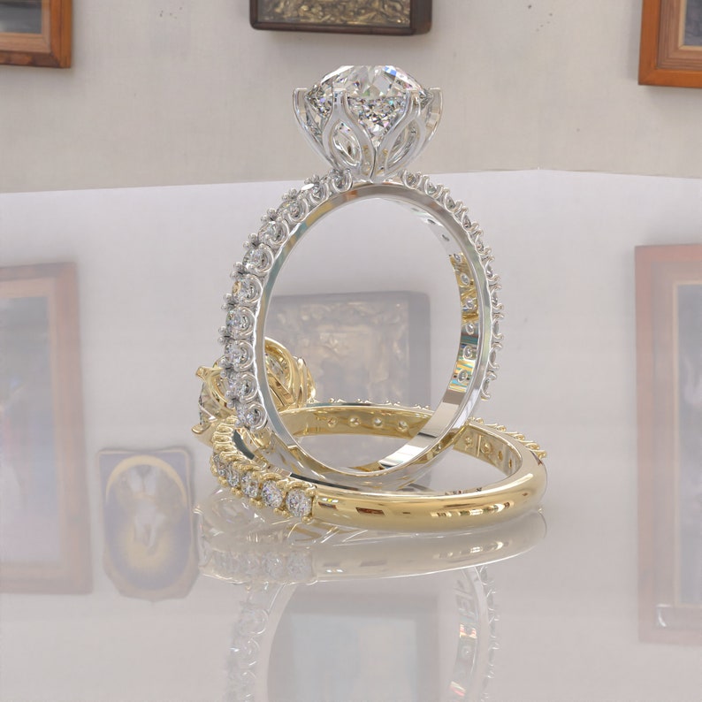 Antique Portuguese Cut Colorless Moissanite Ring  customdiamjewel   