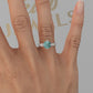 Cyan Blue Hidden Halo Moissanite Engagement Ring