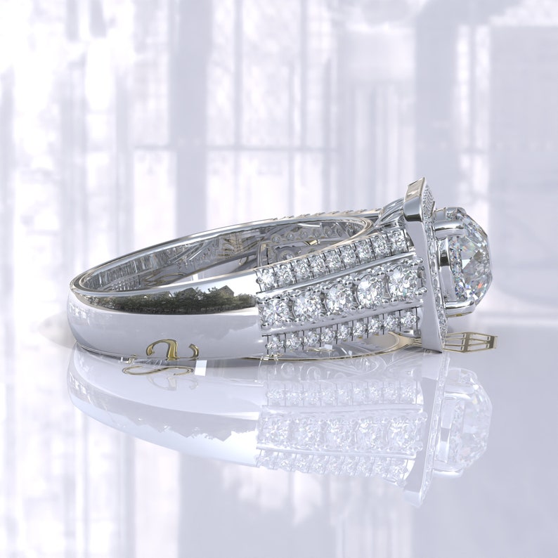 Portuguese Cut Bridal Moissanite Ring  customdiamjewel   
