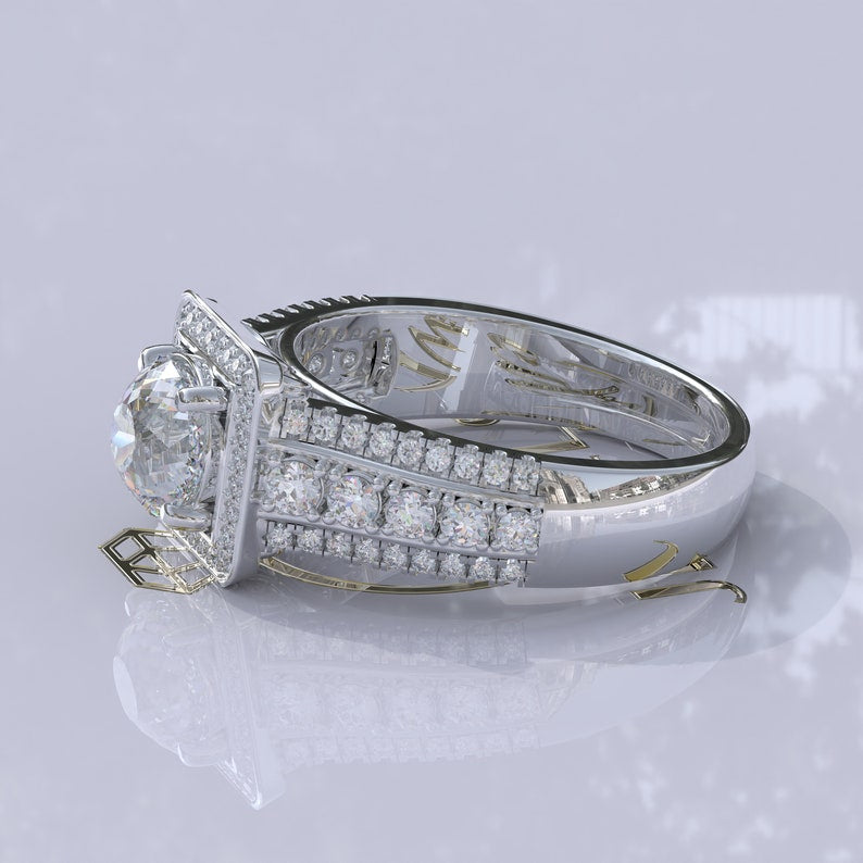 Portuguese Cut Bridal Moissanite Ring